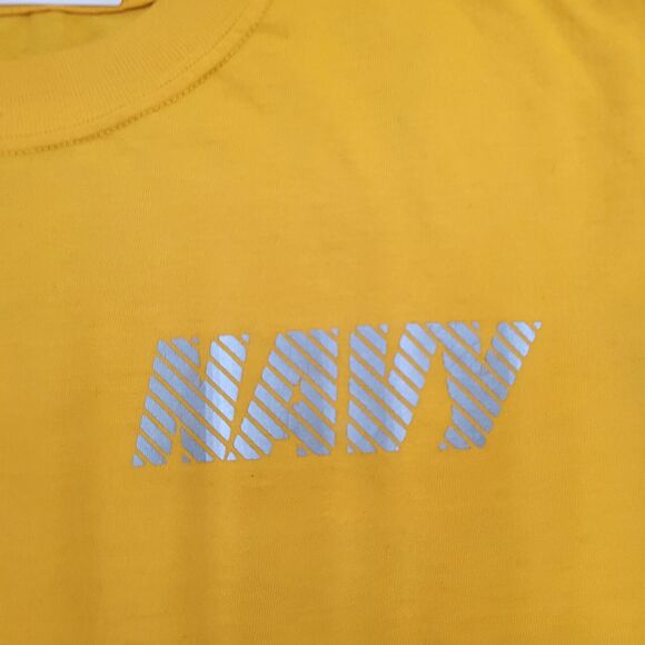 USN US Navy Shirt S/M 19x25 Yellow Spellout - Picture 7 of 13